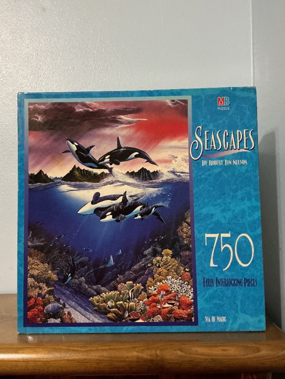 SEA OF MAGIC Seascapes 750 piece Jigsaw Puzzle orca Ocean Life Milton Bradley